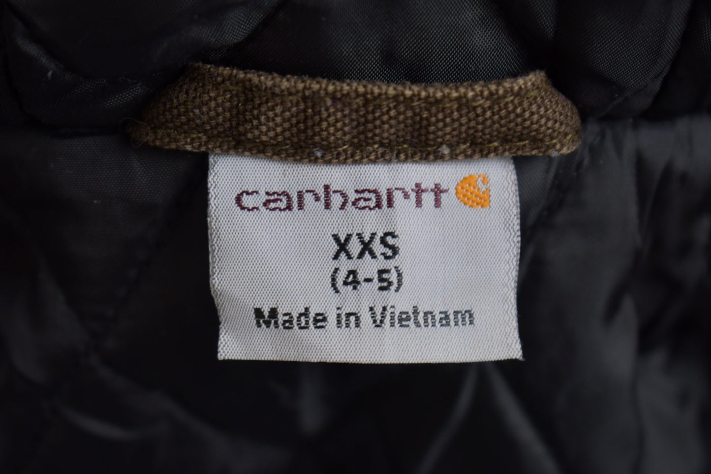 Vintage 1990s Carhartt Youth Size Hooded Work Jacket / Workwear / Streetwear / Brown Jacket / 90s / Distressed Carhartt / Baby Carhartt