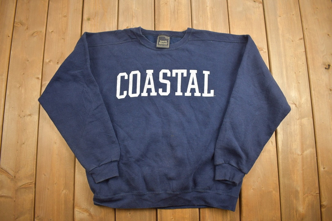 Vintage 1990s Coastal Collegiate Style Crewneck Sweatshirt / 90s Crewneck / Made In USA / Streetwear / Jones & Mitchell