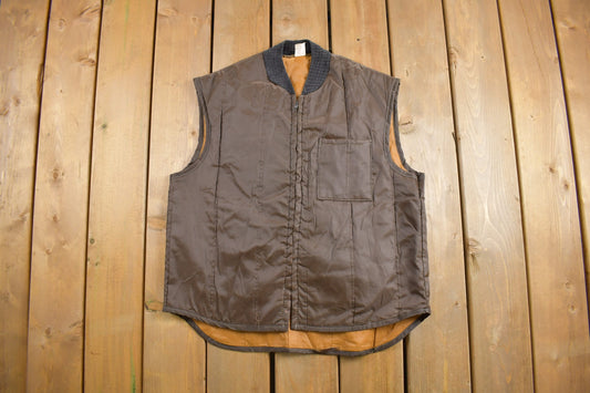 Vintage 1980s Brown Vest / Made in USA / Bomber / Vintage Bubble Vest / Streetwear / Vintage Vest / 80s / Full Zip