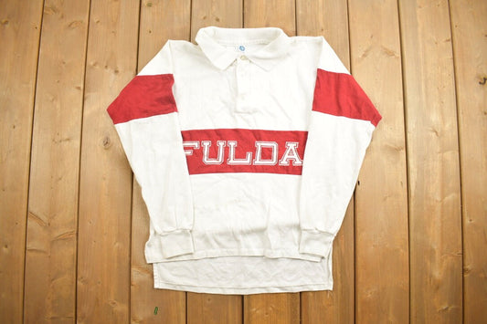 Vintage 1970s Fulda Collard Long Sleeve Button Up Sweatshirt / 90s Crewneck / Made In USA / Streetwear / Long Sleeve Shirt