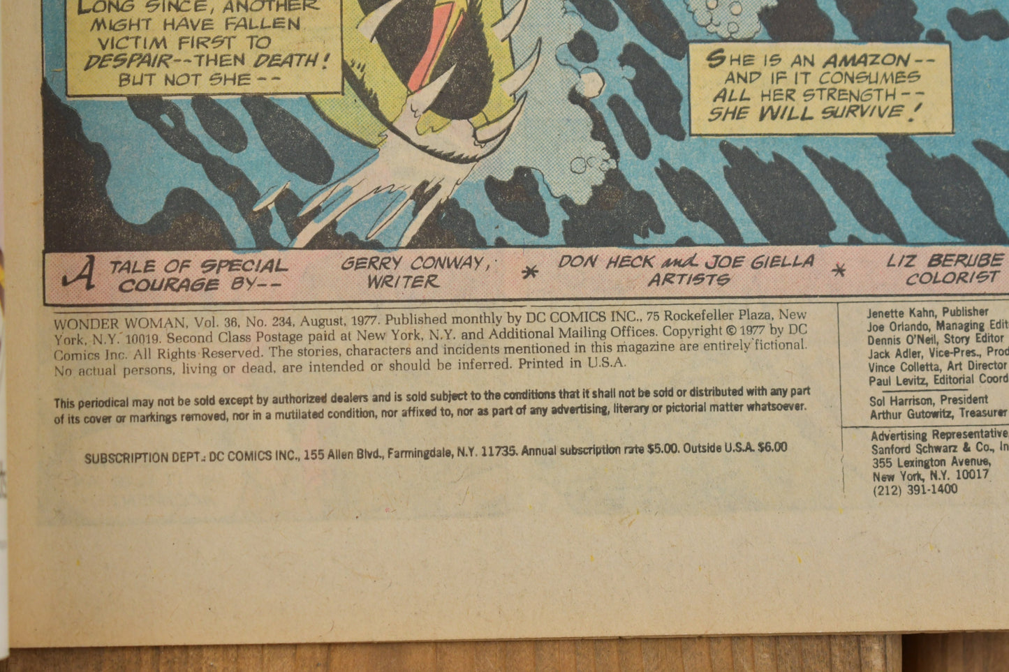 Vintage 1977 Wonder Woman Comic Book / Vol. 36 No. 234 / DC Comics