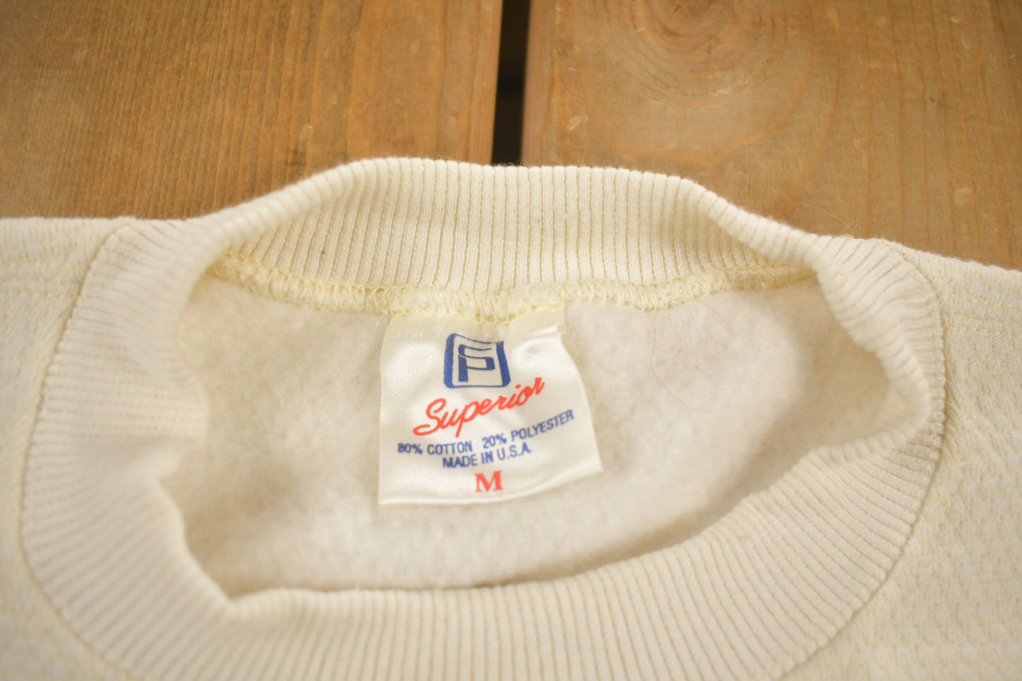 Vintage 1990s Superior Blank White Crewneck Sweatshirt / 90s Crewneck / Made In USA / Essential / Streetwear / 90s Blank