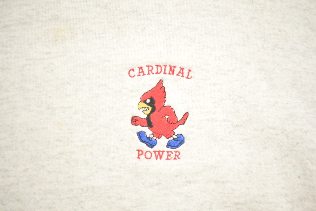 Vintage 1990s Cardinal Power Crewneck Sweatshirt / 90s Crewneck / Made In USA / Streetwear / Embroidered / Vintage Bird Sweater