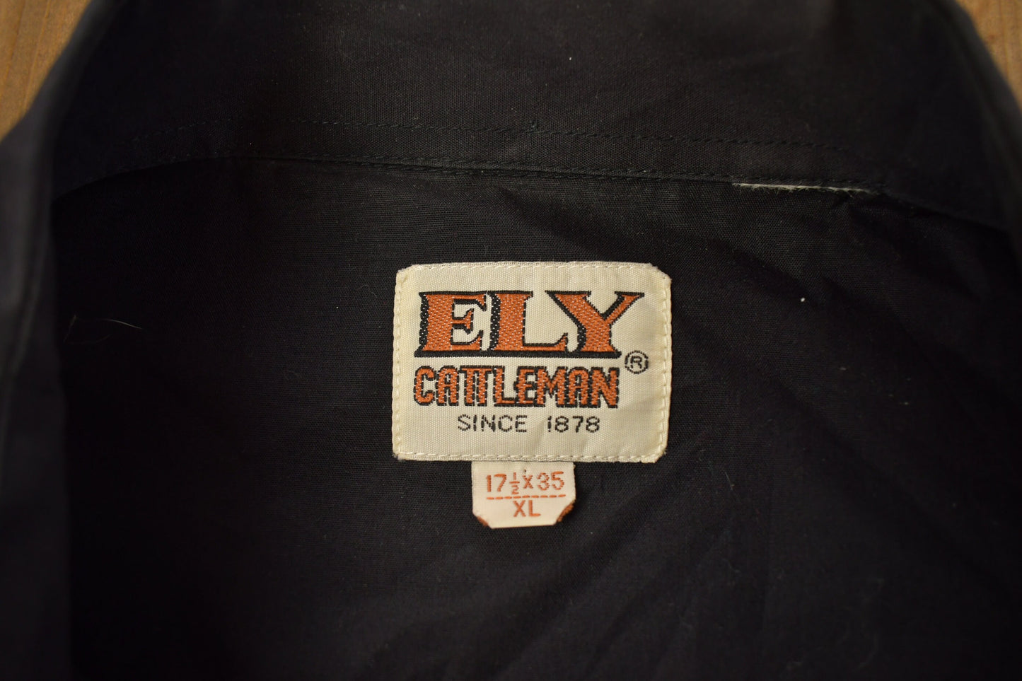 Vintage 1990s Ely Cattleman Blank Black Button Up Shirt / 1990s Button Up / Vintage Flannel / Basic Button Up