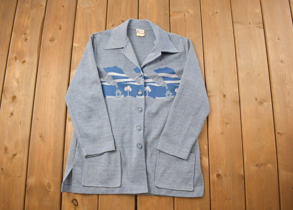 Vintage 1970s Caper-Mates House Themed Button Up Shirt