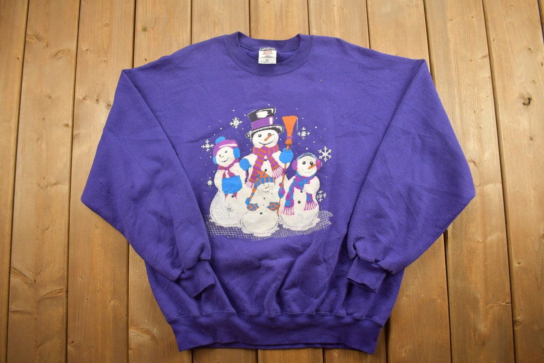 Vintage 1990s Family Of Snowmen Crewneck Sweatshirt