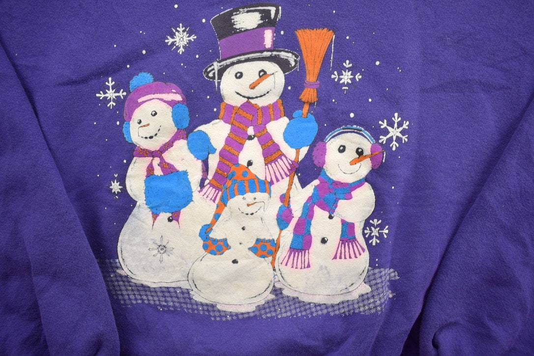 Vintage 1990s Family Of Snowmen Crewneck Sweatshirt