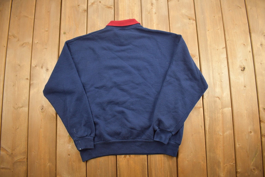 Vintage 1990s Sledding Reindeer Collard Sweatshirt