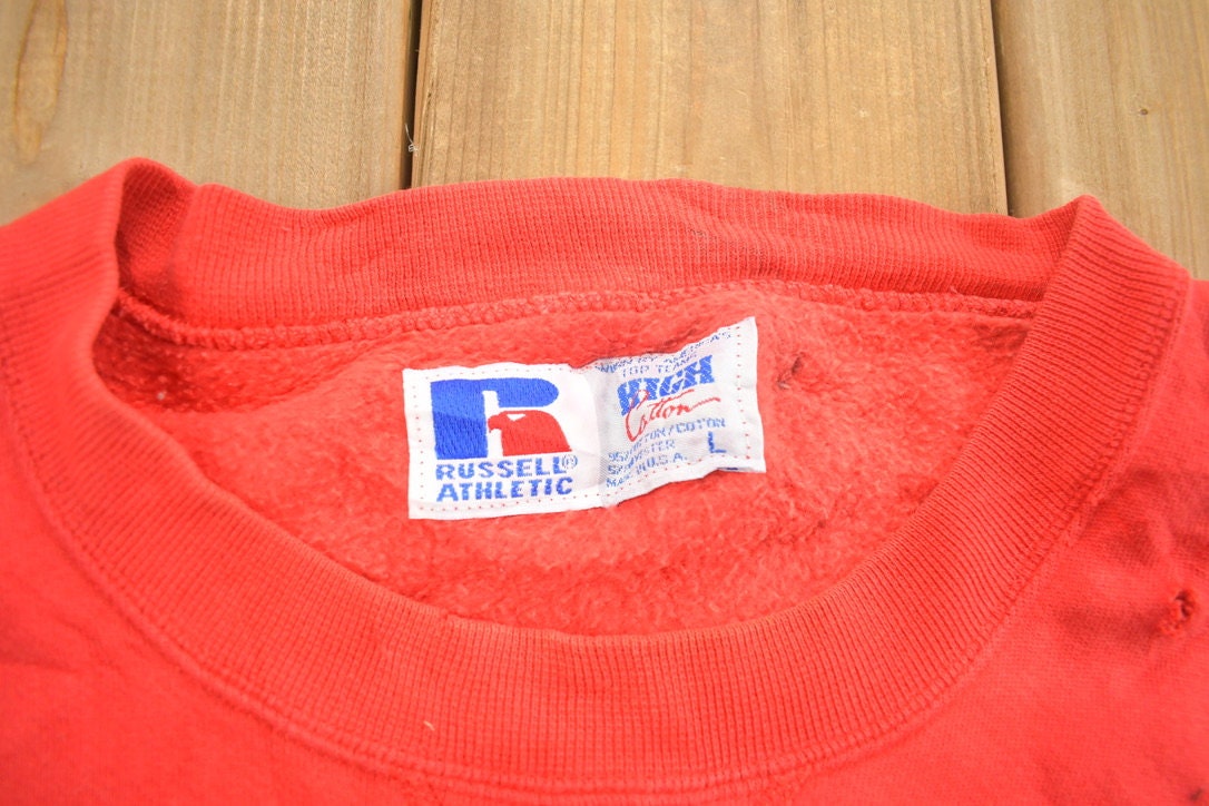 Vintage 1990s Russell Athletics Blank Red Crewneck Sweatshirt