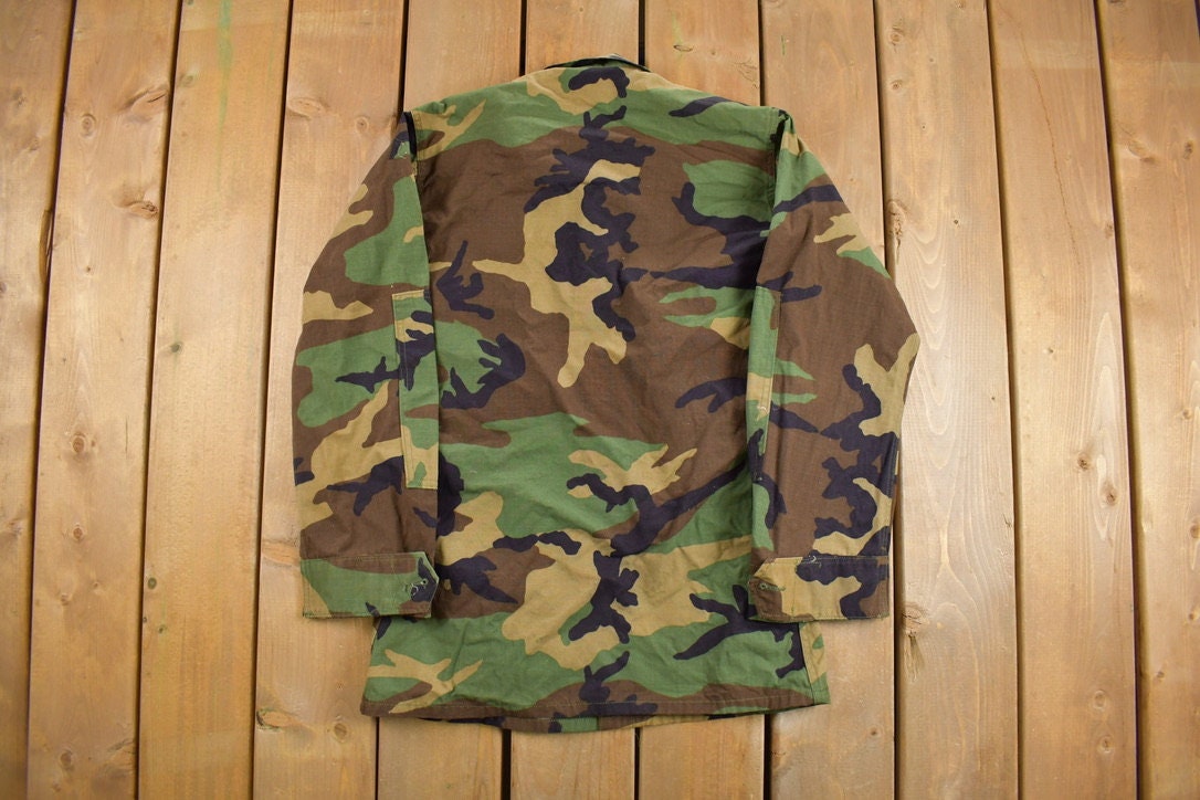 Vintage 1990s Military Camo Button Up Jacket