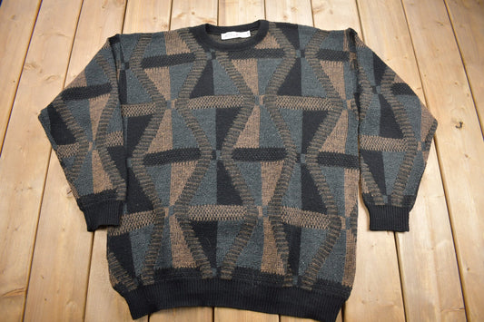 Vintage 1990s Jantzen Geometric Knit Crewneck Sweater