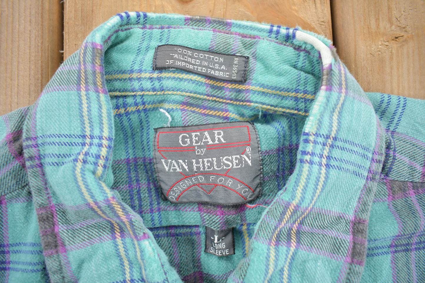 Vintage 1990s Gear By Van Heusen Plaid Flannel Button Up Shirt