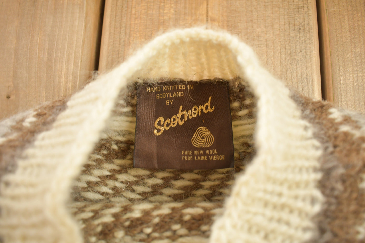 Vintage 1990s Scotnord Knitted Brown Crewneck Sweater