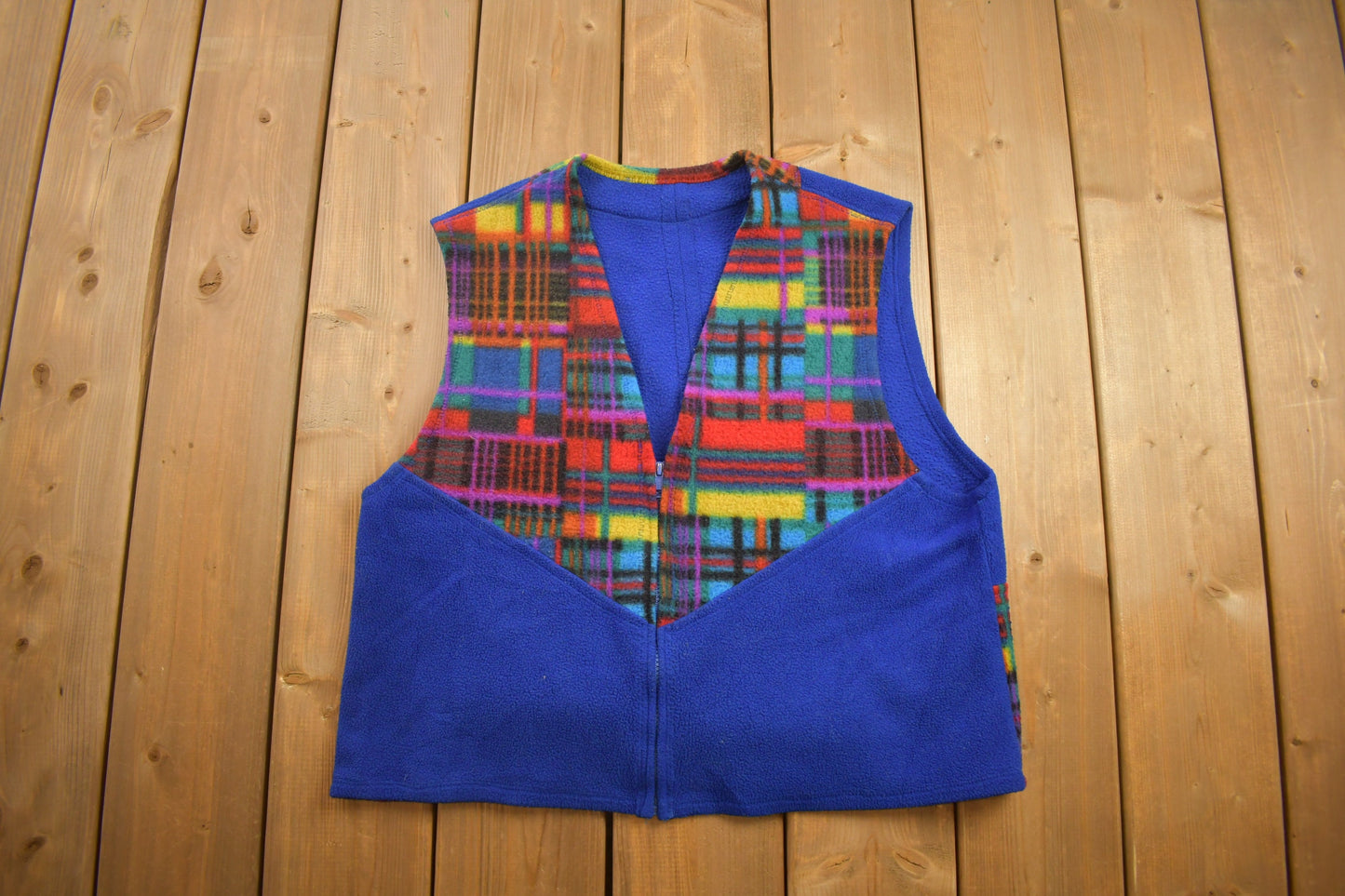 Vintage 1990s Colourful Fleece Sweater Vest