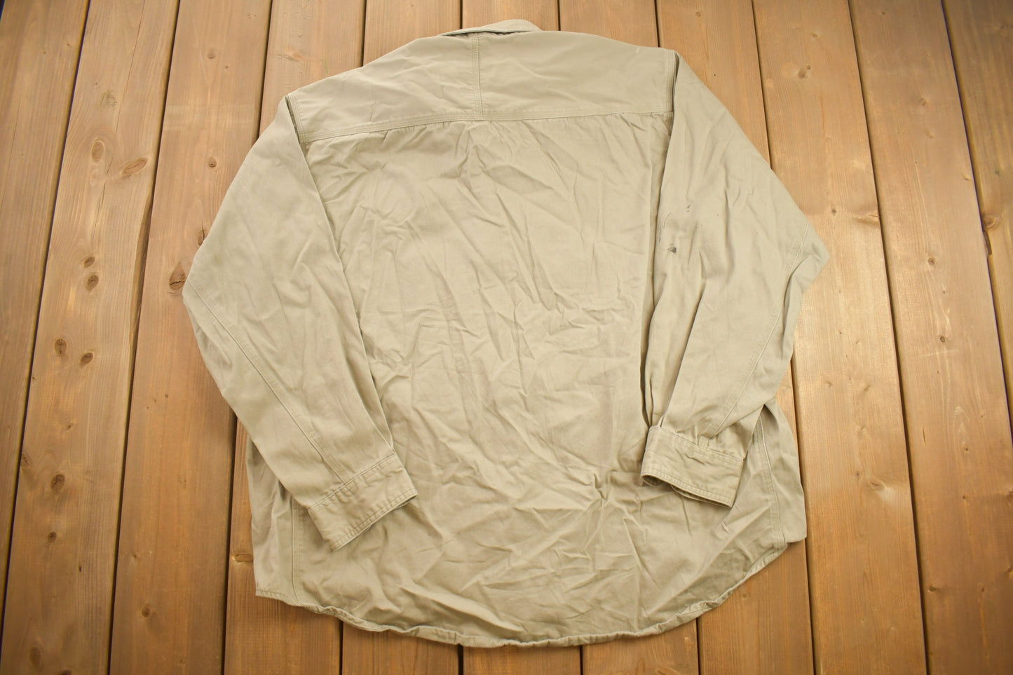 Vintage 1990s Mike Rowe Blank Beige Button Up Shirt