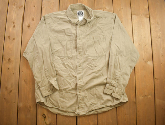 Vintage 1990s Mike Rowe Blank Beige Button Up Shirt