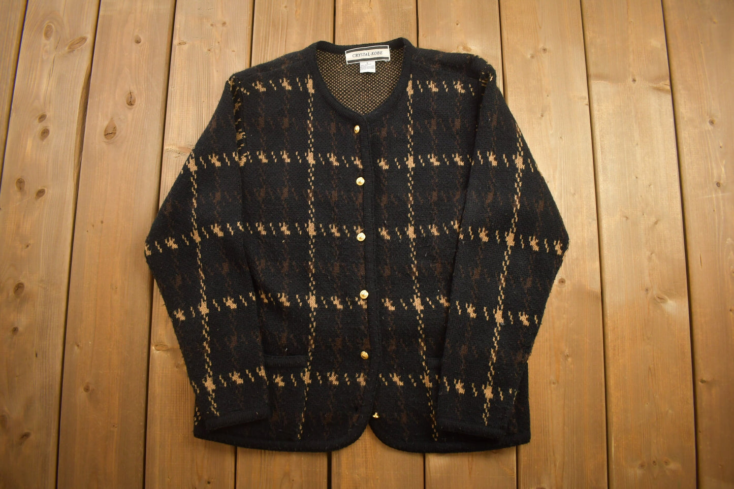 Vintage 1990s Crystal-Kobe Button Up Knitted Sweater