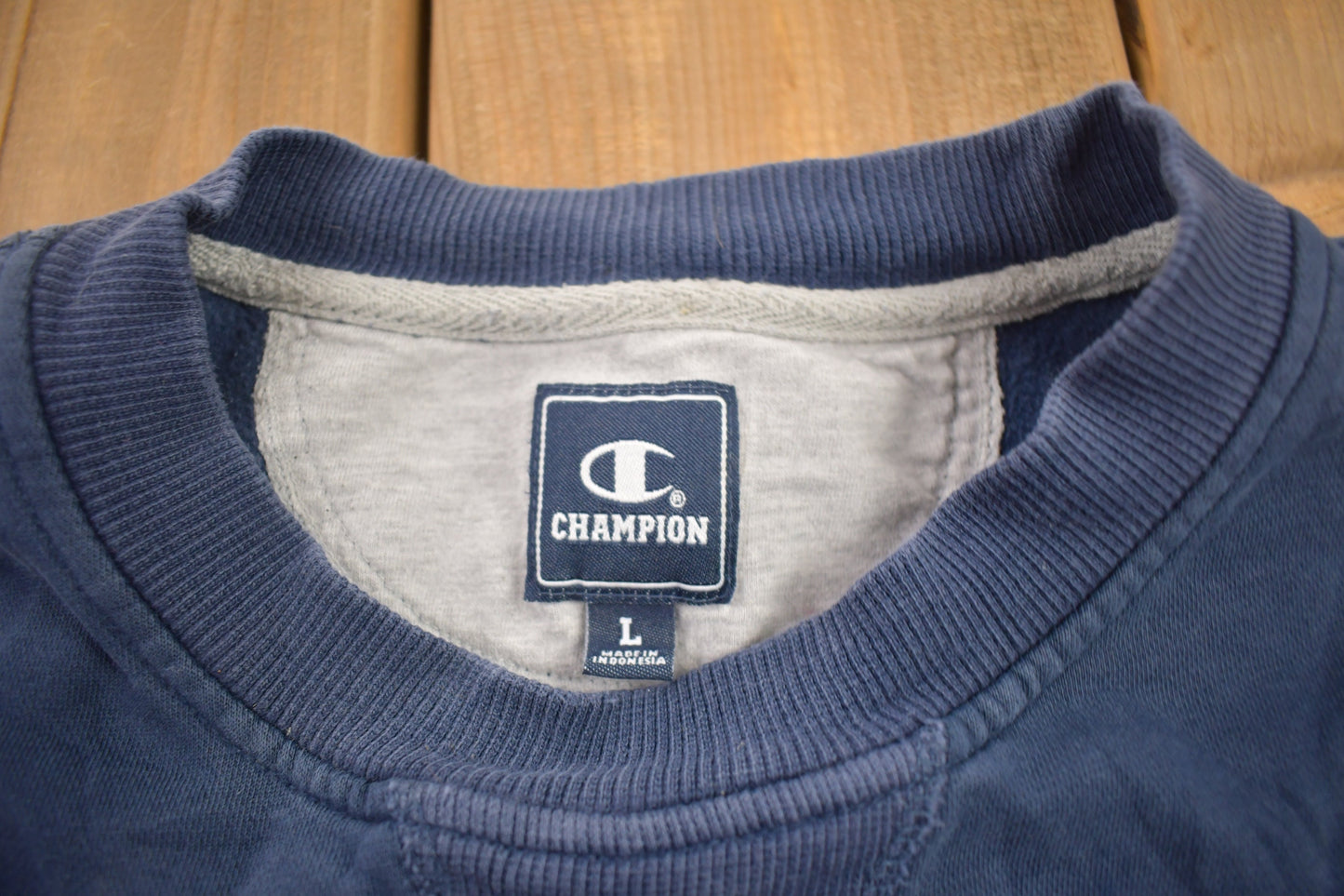 Vintage 1990s Champion Blank Navy Crewneck Sweatshirt