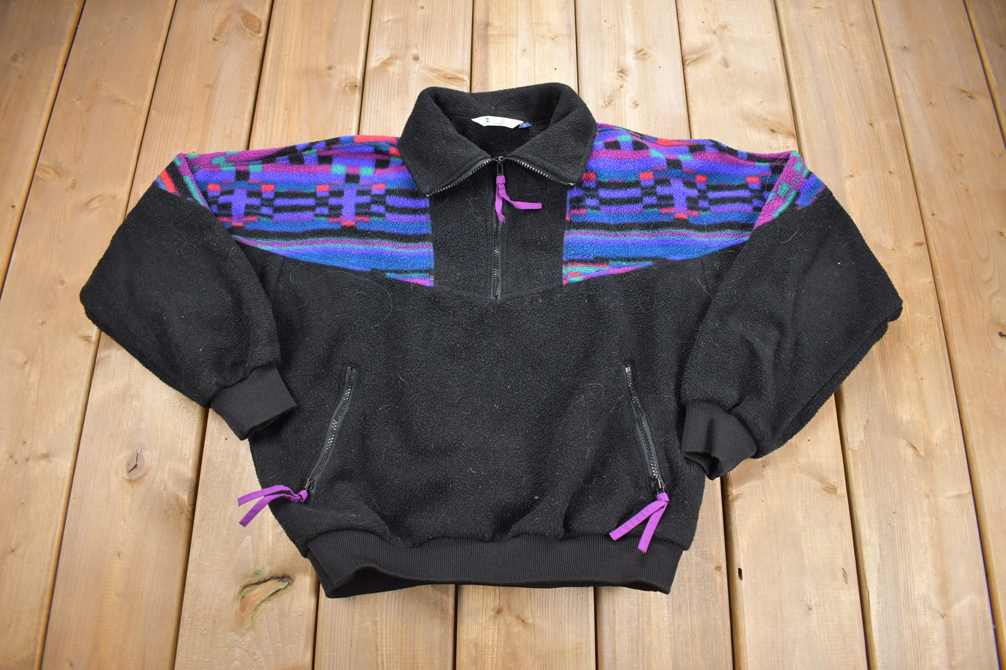 Vintage 1990s Columbia Quarter Zip Fleece Ladies Sweatshirt / Made In USA / Sportswear / Outdoorsman / Streetwear / Aztec Pattern / Hiking