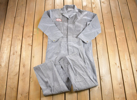 Vintage 1980s Stonecutter Universal Overall Herringbone Jumpsuit / Vintage Coveralls / Hickory Stripe Denim / Distressed Workwear /