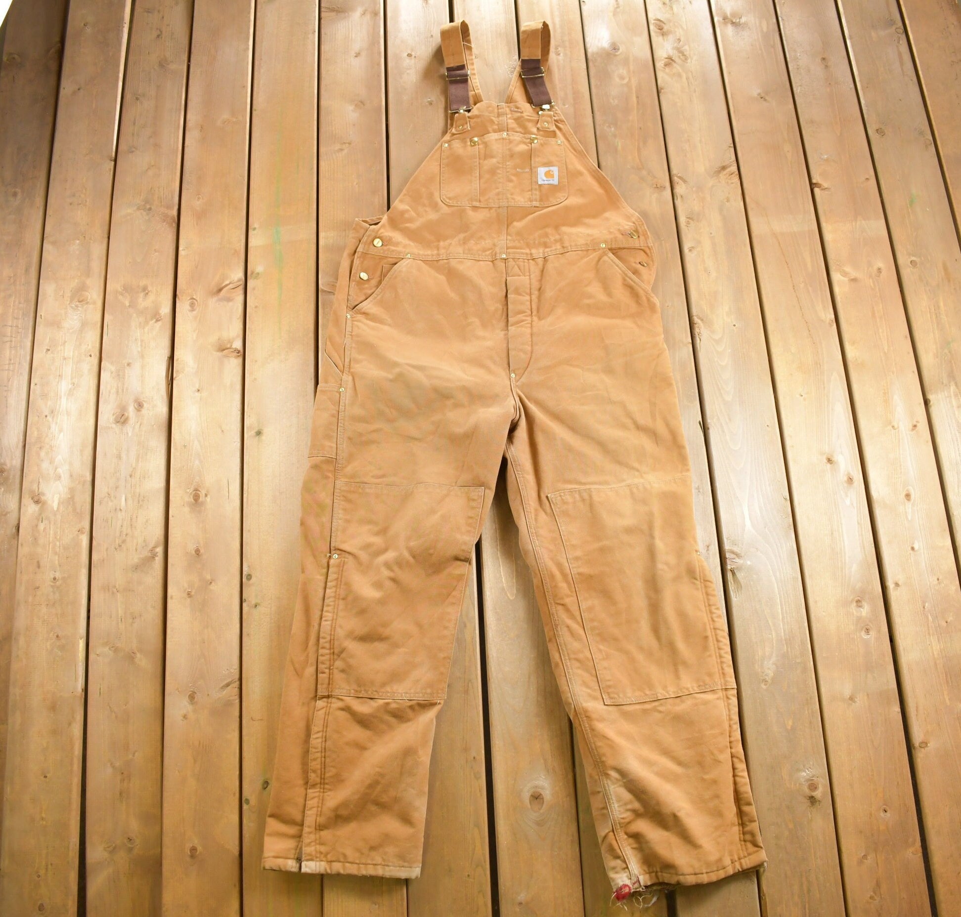 Vintage 1980s Carhartt Double Knee Quilted Canvas Overalls