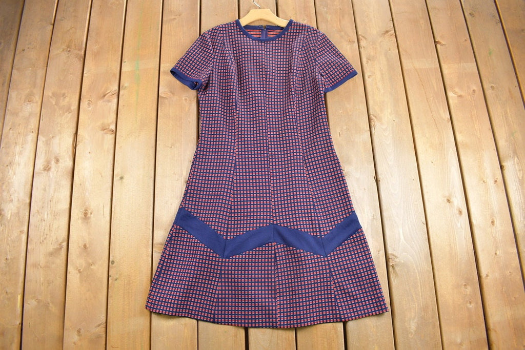 Vintage 1960s Plaid Short Sleeve Mod Mini Dress