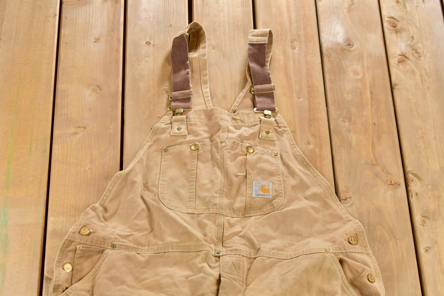 Vintage 1980s Carhartt Double Knee Quilted Canvas Overalls / Union Made In USA / Utility Overalls / Vintage Workwear