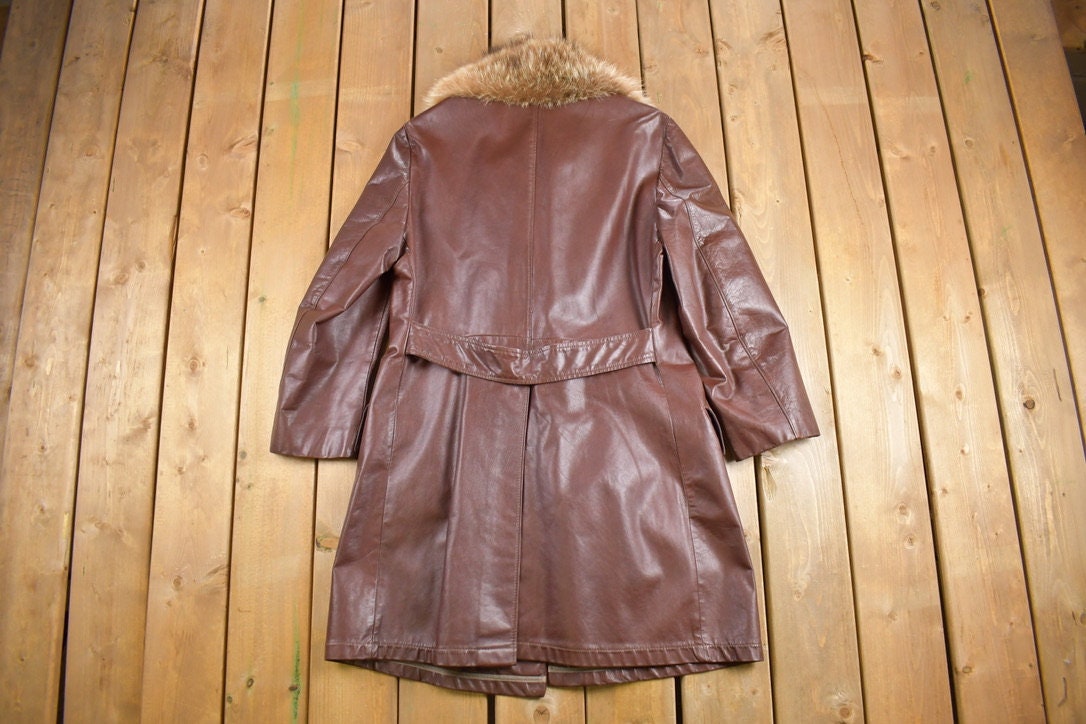 Vintage 1980s Paris Fur Collar Leather Jacket