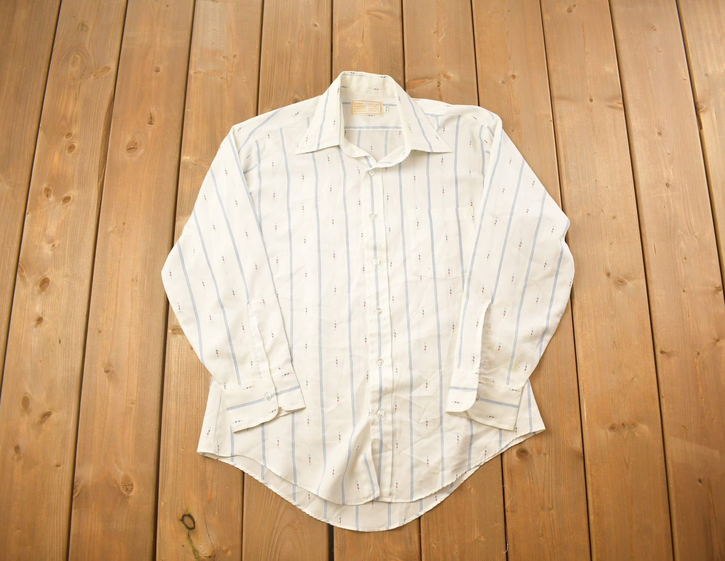 Vintage 1990s Golden Comfort Striped Button Up Dress Shirt / 1990s Button Up / Vintage Flannel / Basic Button Up / All Over Print