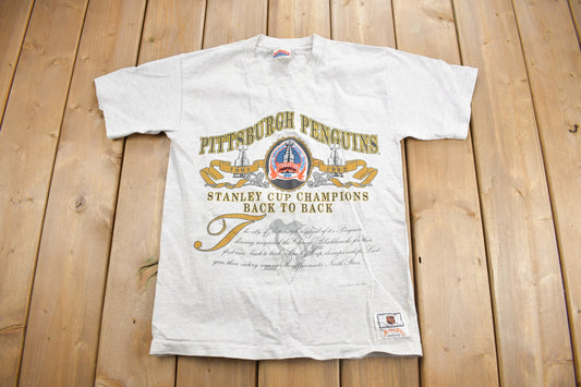 Vintage 1992 Pittsburgh Penguins NHL Stanley Cup T-Shirt / Made In USA / Single Stitch / Embroidered / 90s Streetwear / Sportswear