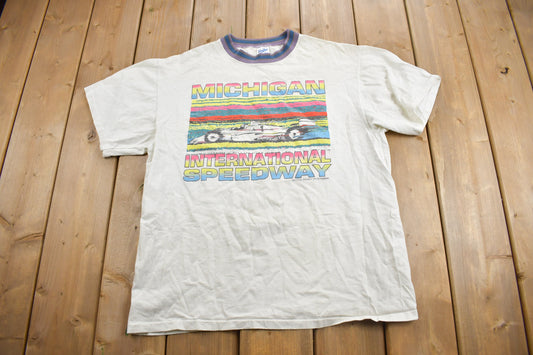 Vintage 1980s Michigan International Speedway T-Shirt / Single Stitch / Racing Tee  / 90s Streetwear / Sportswear Made In USA