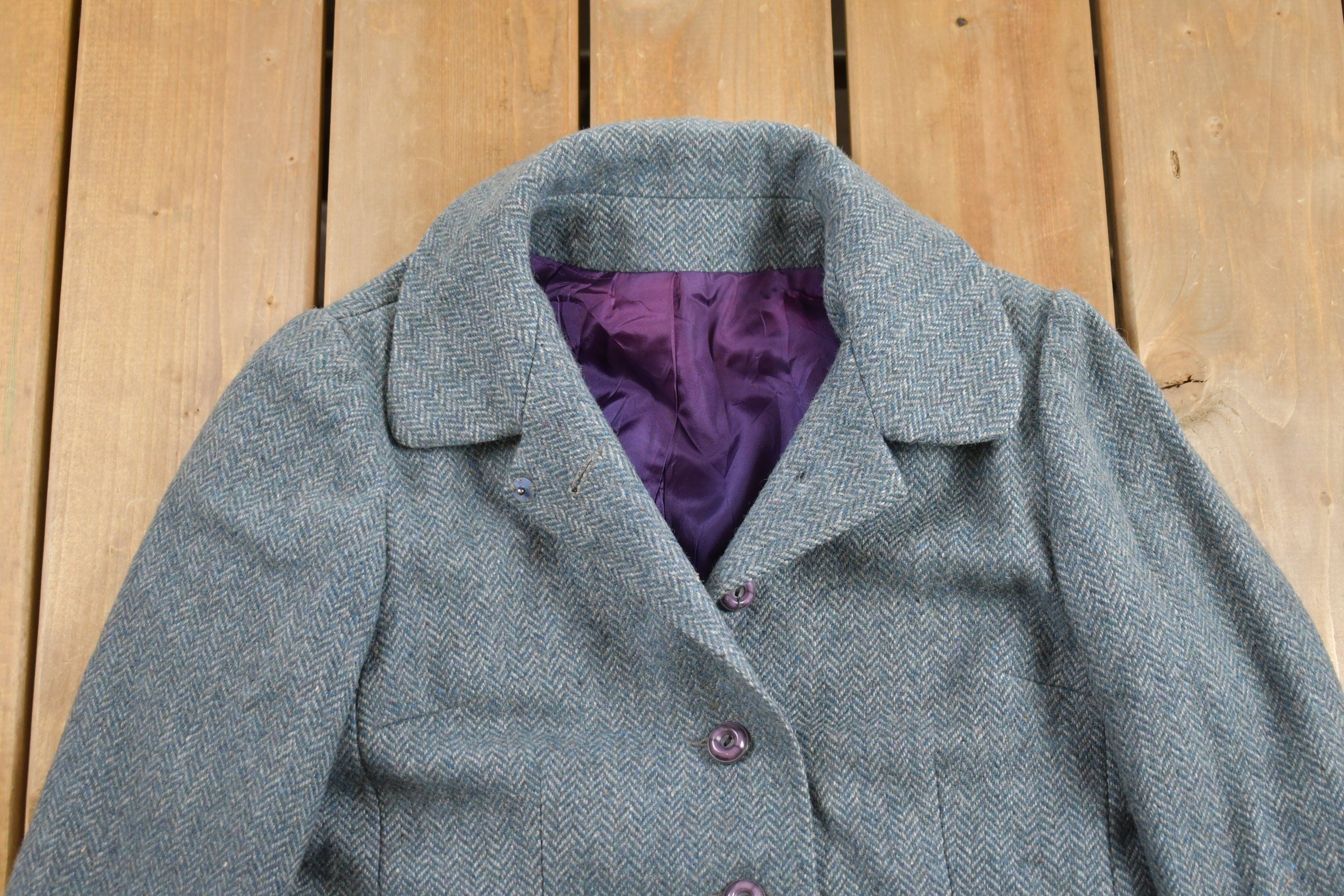 Vintage 1960s National Board Lined Herringbone Wool Jacket