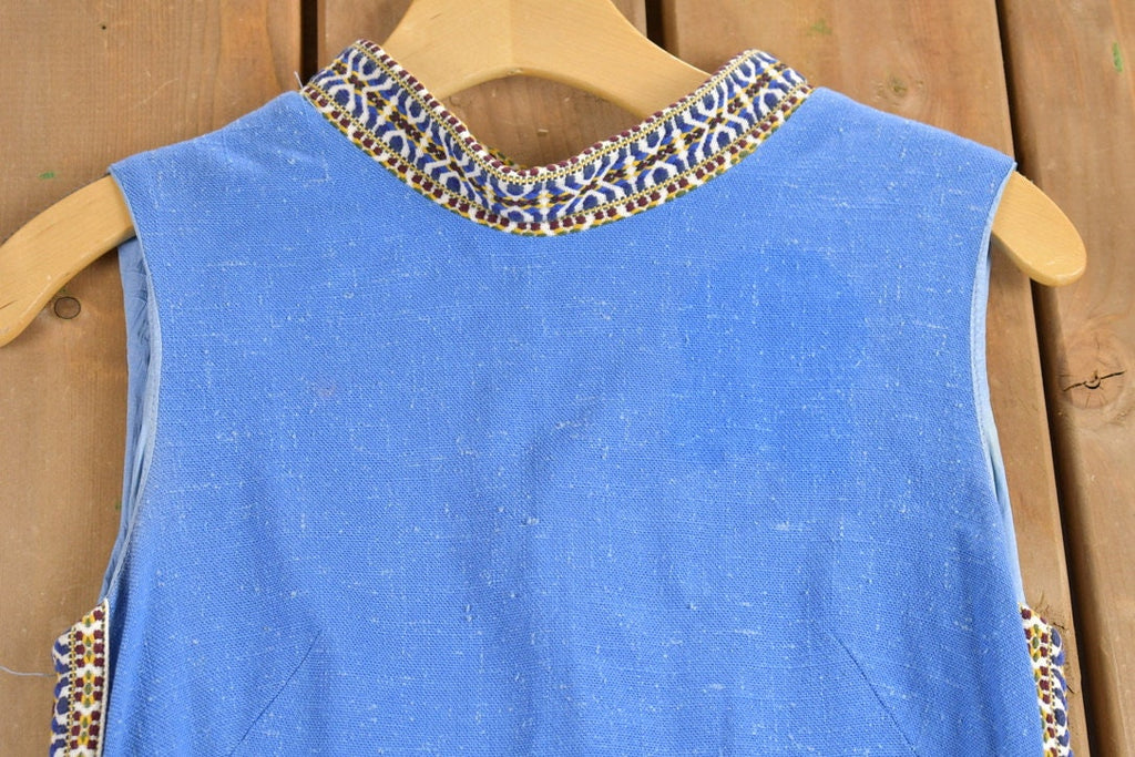 Vintage 1960s Zip Up Sleeveless Mod Mini Dress