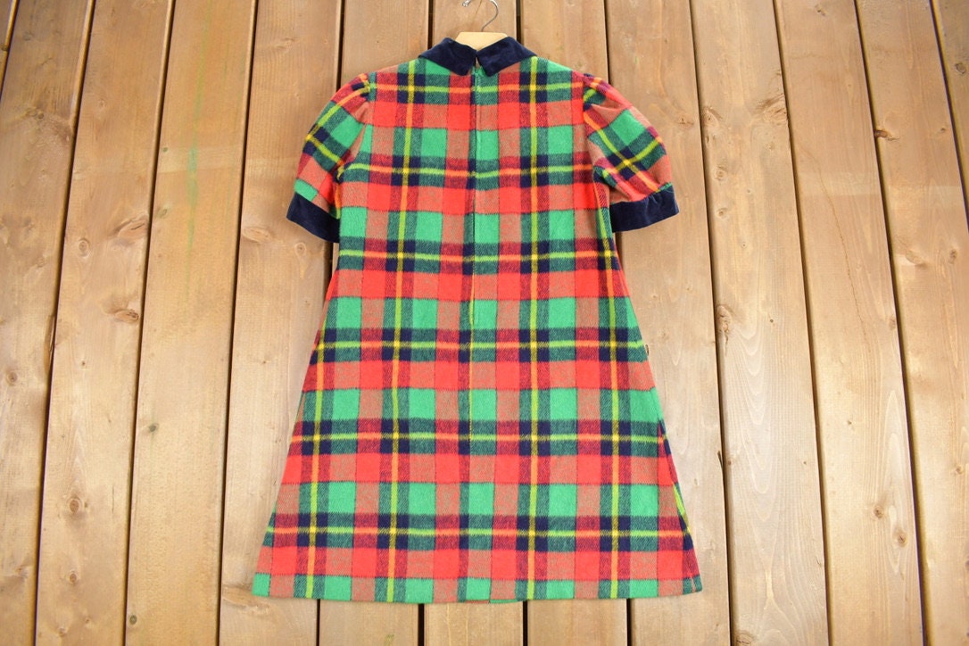 Vintage 1970s Wool Plaid Dress /Robbie Rivers / Collar / True Vintage / Retro Womenswear / Mod Fashion