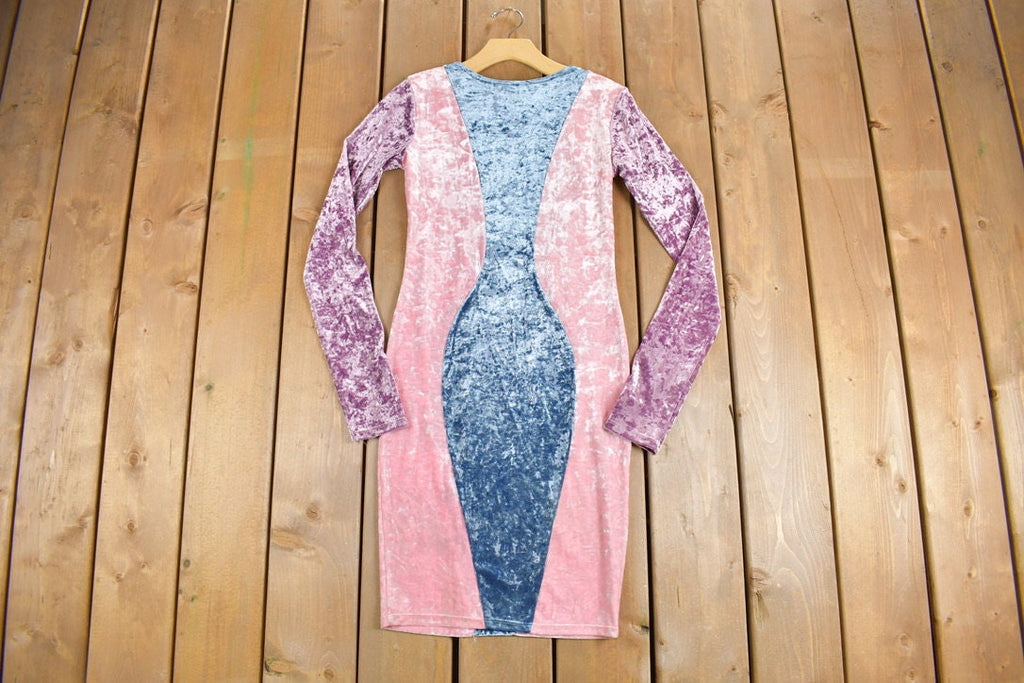 Vintage 1970s Crushed Velvet Velour Dress