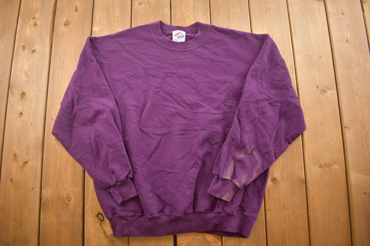 Vintage 1990s Jerzees Blank Purple Crewneck Sweatshirt / 90s Crewneck / Made In USA / Essential / Streetwear / 90s Blank / Vintage Blanks