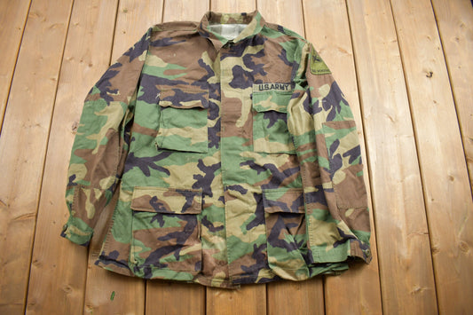 Vintage 1990s US Army Woodland Camo Hot Weather Combat Jacket / USMC / US Army / Militaria / Size Medium