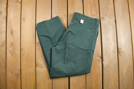 Vintage 1980s Pleated Trousers Size 38 x 29 / 80s Workwear / 1980s Pants / Olive Green / Made in Canada