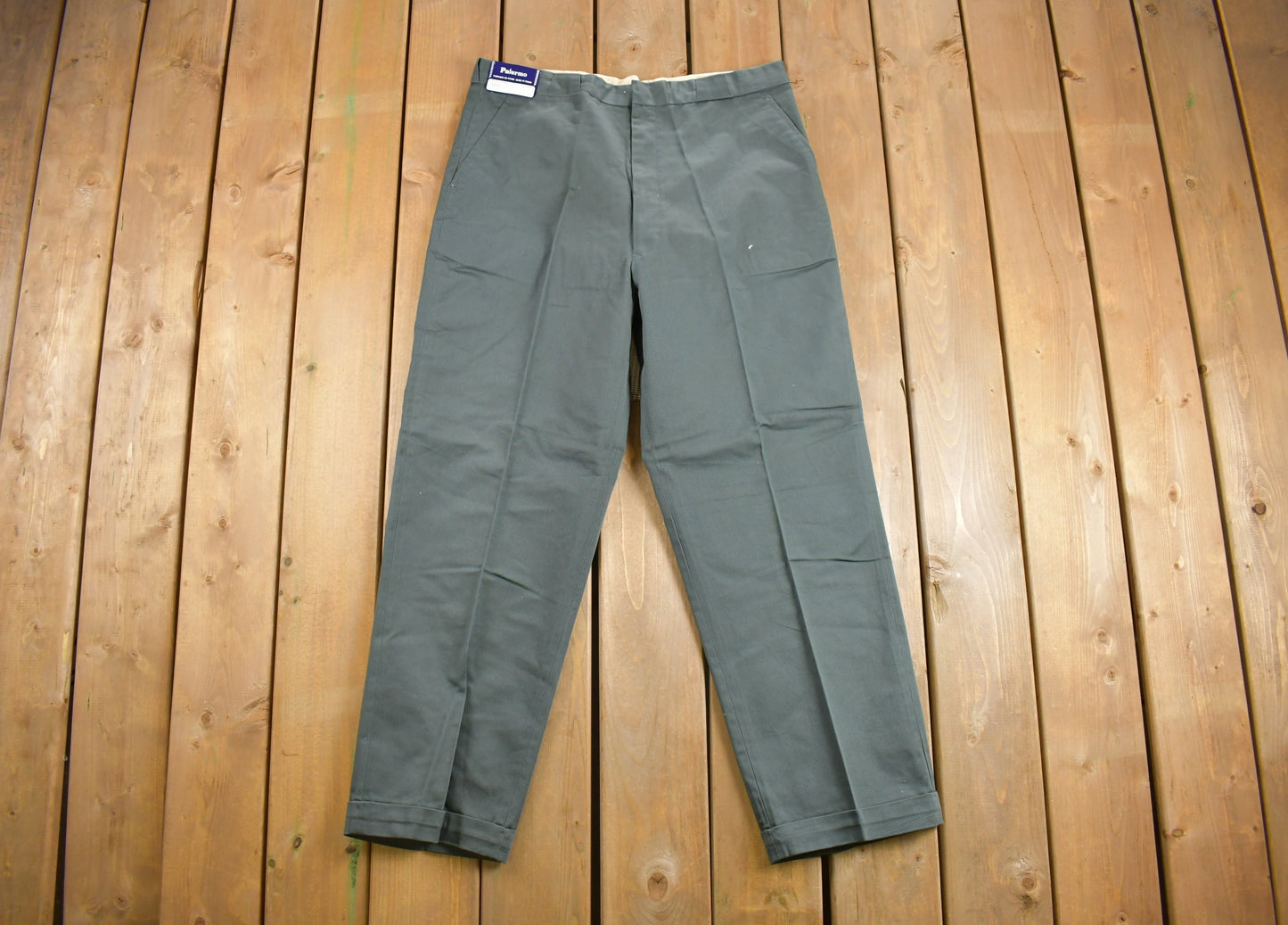 Deadstock Vintage 1980s Palermo Pleated Trousers Size 37 x 29.5 / 80s Workwear / 1980s Pants / Olive Green / New With tags