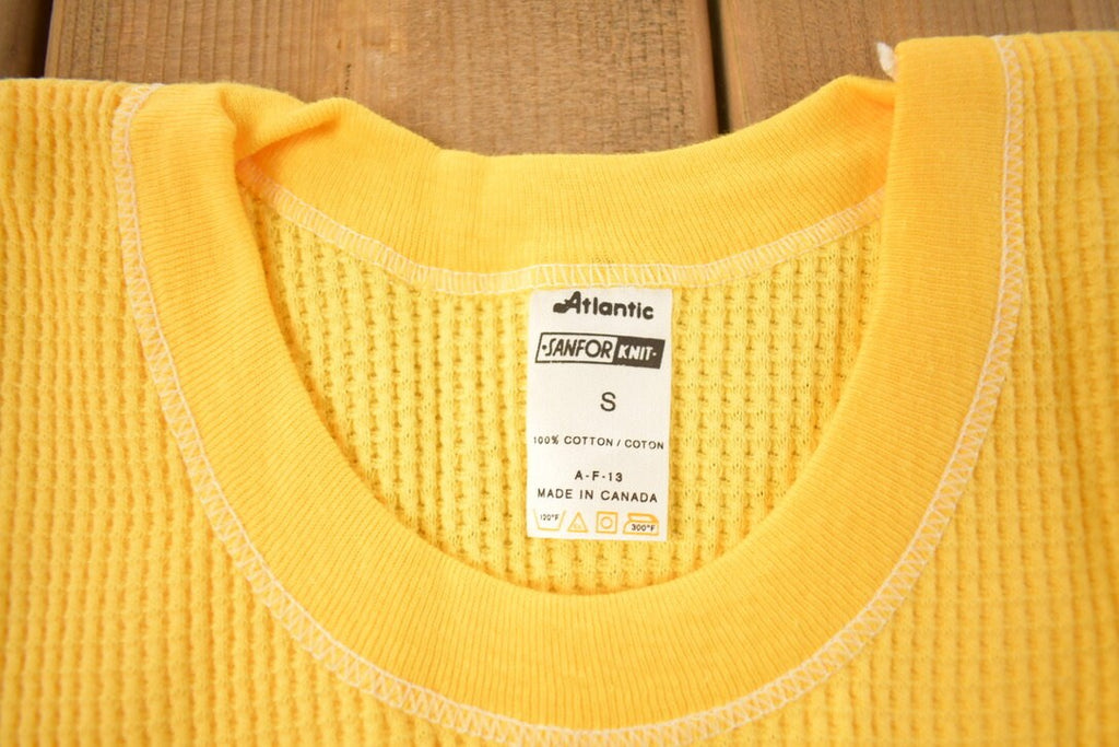Vintage 1970s Deadstock Atlantic Sanfor Knit Thermal Yellow T Shirt