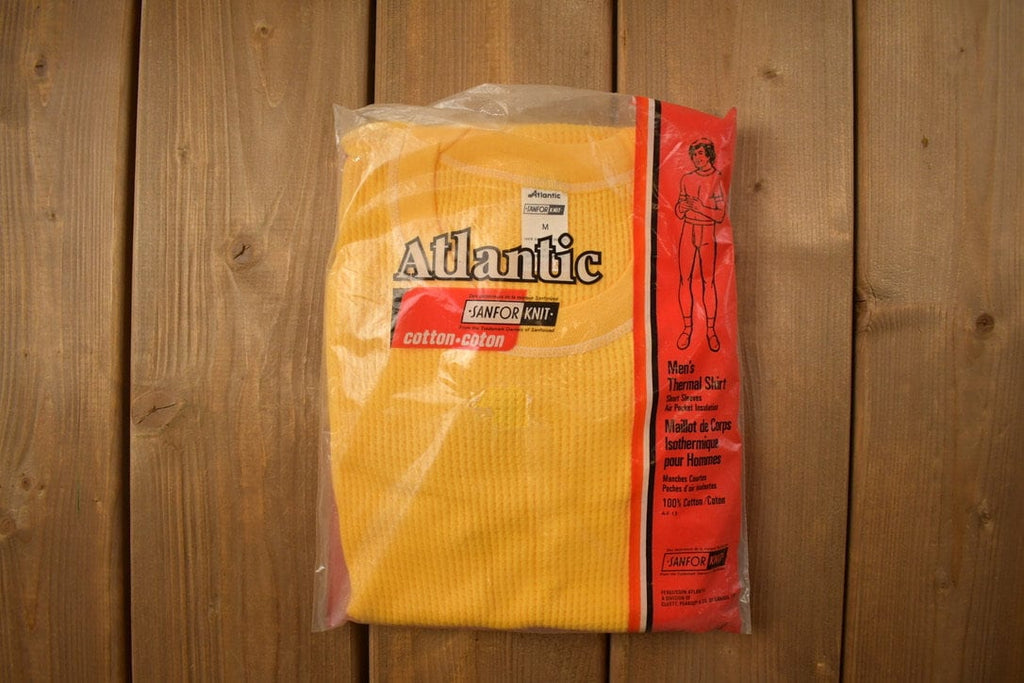 Vintage 1970s Deadstock Atlantic Sanfor Knit Thermal Yellow T Shirt