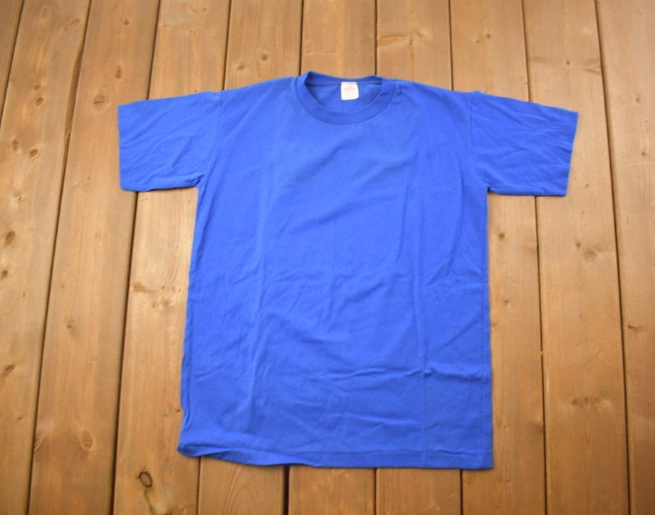 Vintage 1970s Deadstock Blank Blue T Shirt