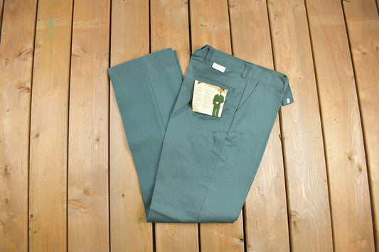 Deadstock Vintage 1980s Pleated Trousers Size 31 x 33 / 80s Workwear / 1980s Pants / Olive Green / New With tags