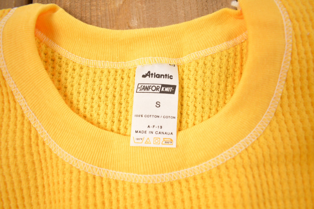 Vintage 1970s Deadstock Atlantic Sanfor Knit Thermal Yellow T Shirt