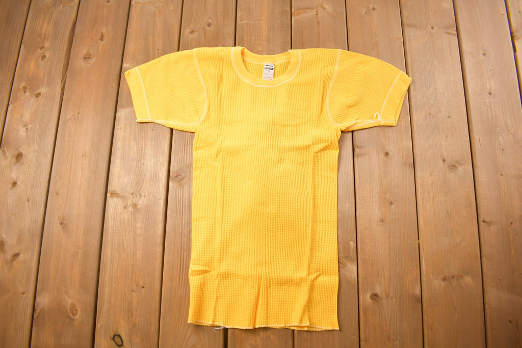 Vintage 1970s Deadstock Atlantic Sanfor Knit Thermal Yellow T Shirt