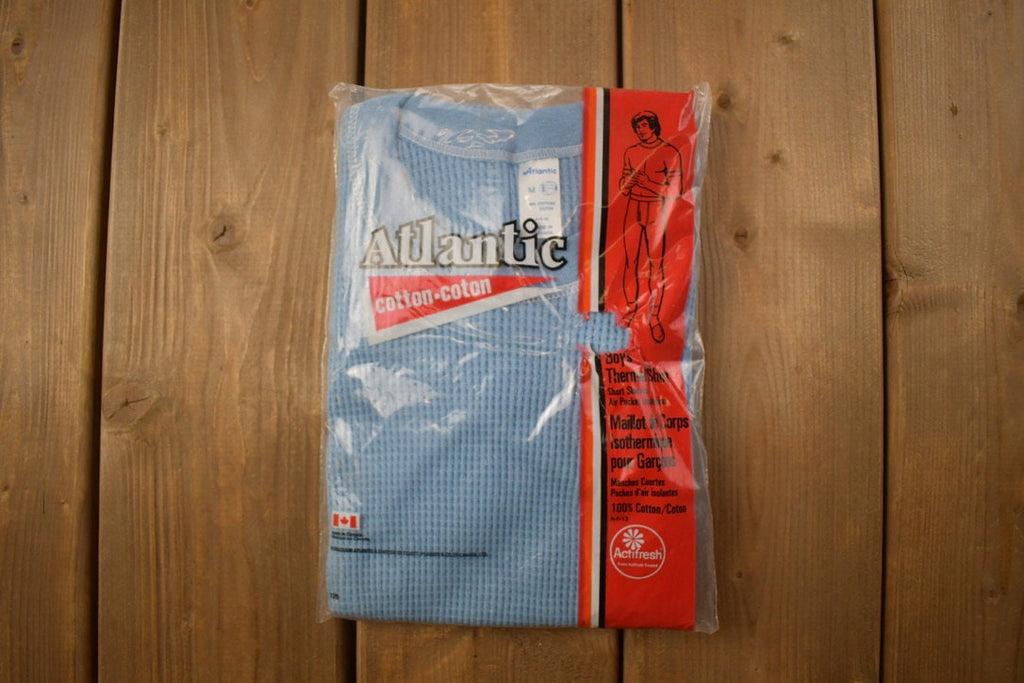 Vintage 1970s Deadstock Atlantic Sanfor Knit Thermal Blue T Shirt