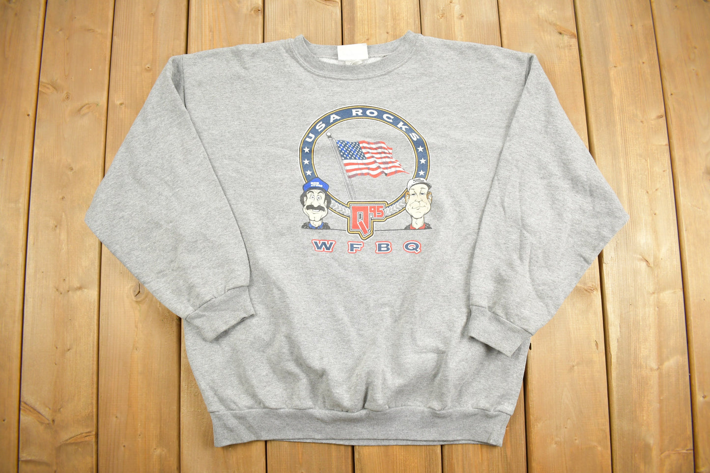 Vintage 1990s USA Rocks Crewneck Sweatshirt / 90s Crewneck / Patriotic / Streetwear / Graphic Sweater / America