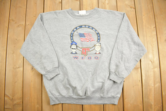 Vintage 1990s USA Rocks Crewneck Sweatshirt / 90s Crewneck / Patriotic / Streetwear / Graphic Sweater / America