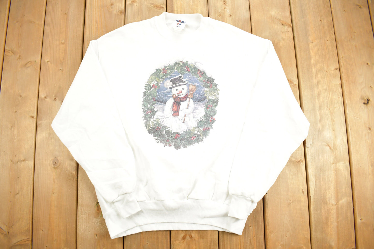 Vintage 1990s Festive Snowman Themed Crewneck Sweatshirt / 90s Crewneck / Christmas / Streetwear / Festive Sweater / Holidays