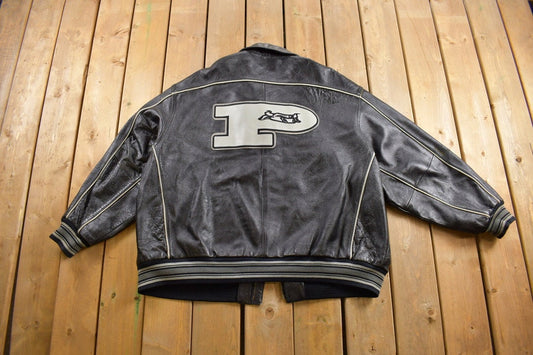 Vintage 1990s Phat Farm Leather Jacket / Patchwork / 90s Streetwear / 90s Leather Jacket